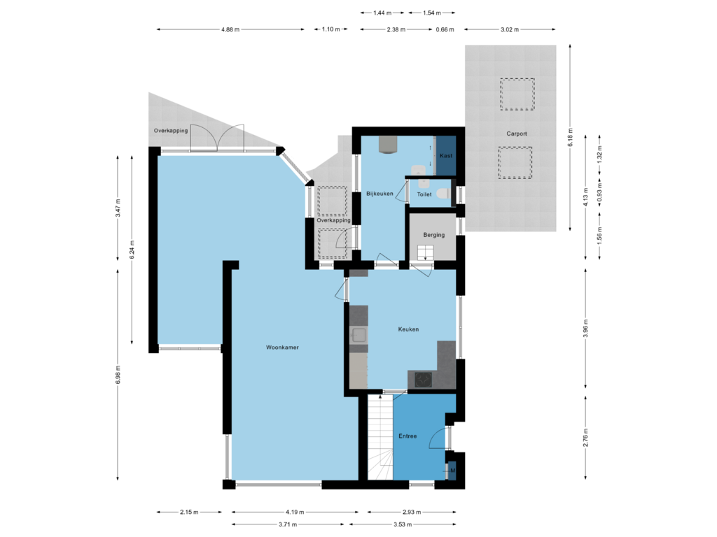 Bekijk plattegrond van Begane grond van St. Clemensdreef 4