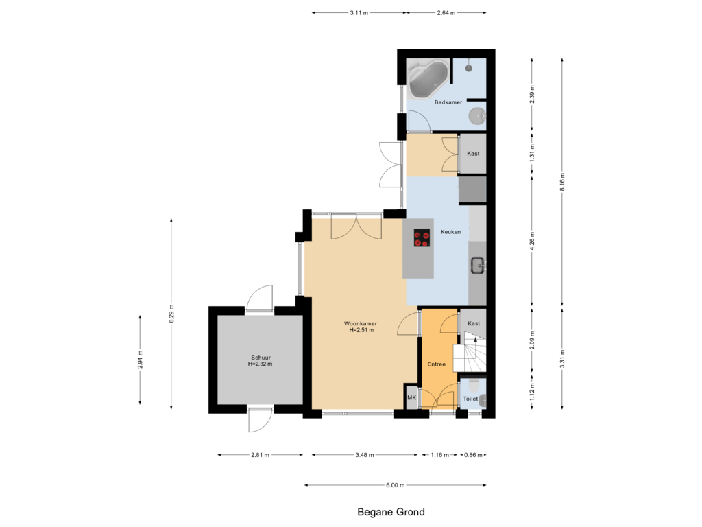 Bekijk plattegrond van Begane Grond van A.J. van Reststraat 36