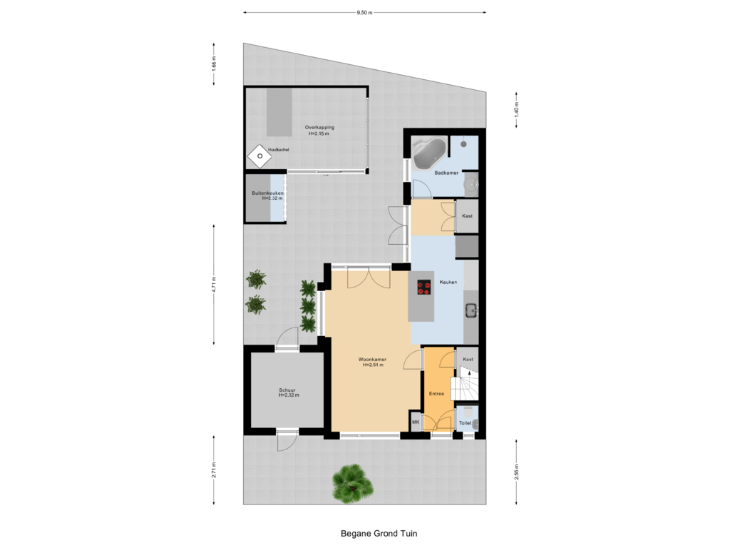 Bekijk plattegrond van Begane Grond Tuin van A.J. van Reststraat 36