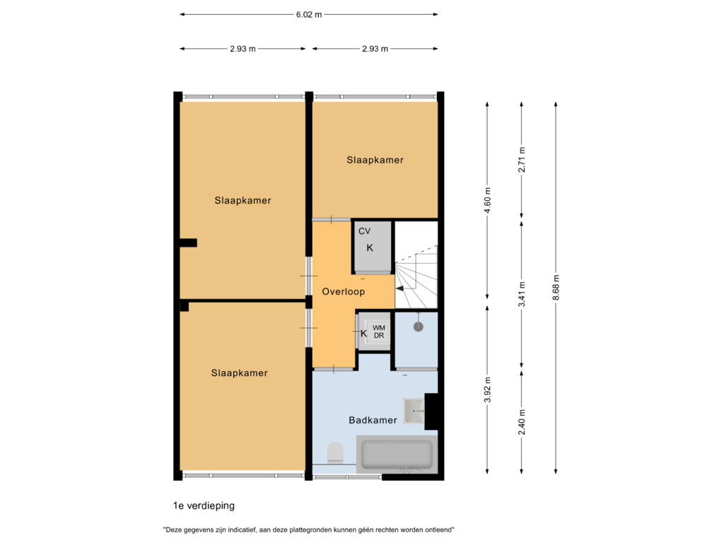 View floorplan of 1e verdieping of Roerdompstraat 118