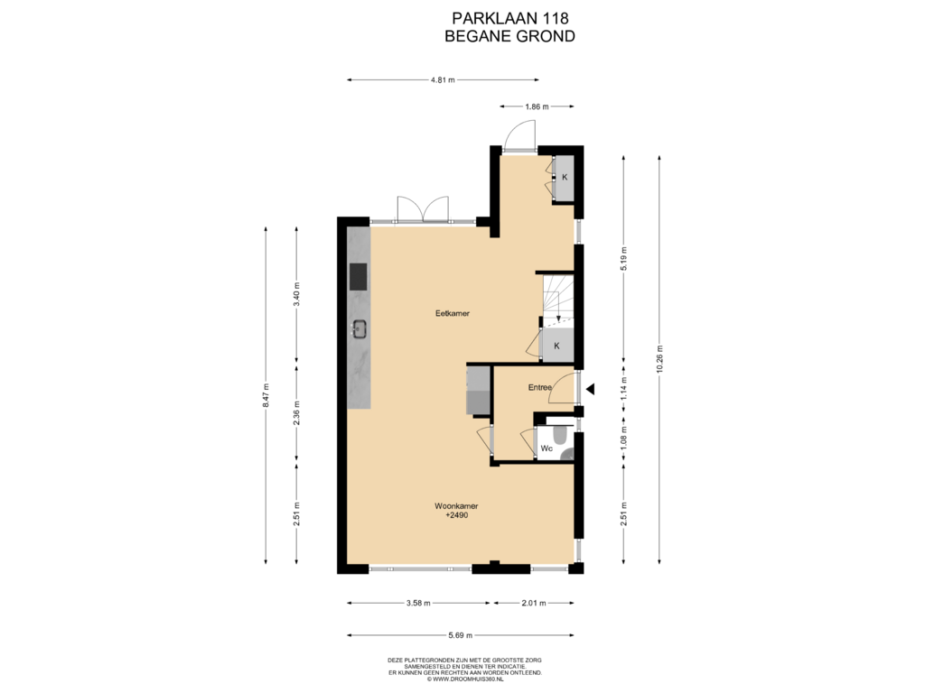 Bekijk plattegrond van Begane grond van Parklaan 118