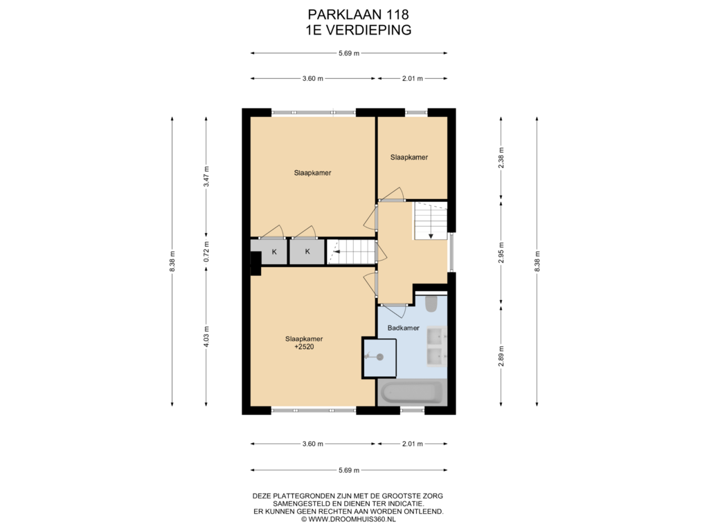 Bekijk plattegrond van 1E Verdieping van Parklaan 118