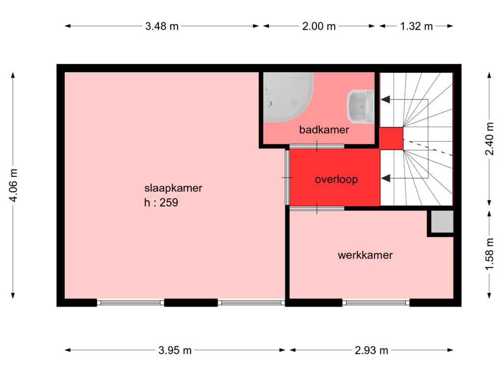 View floorplan of verdieping of Curaçaostraat 21