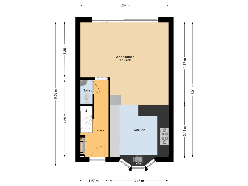 View floorplan of Begane grond of Veeringstraat 53