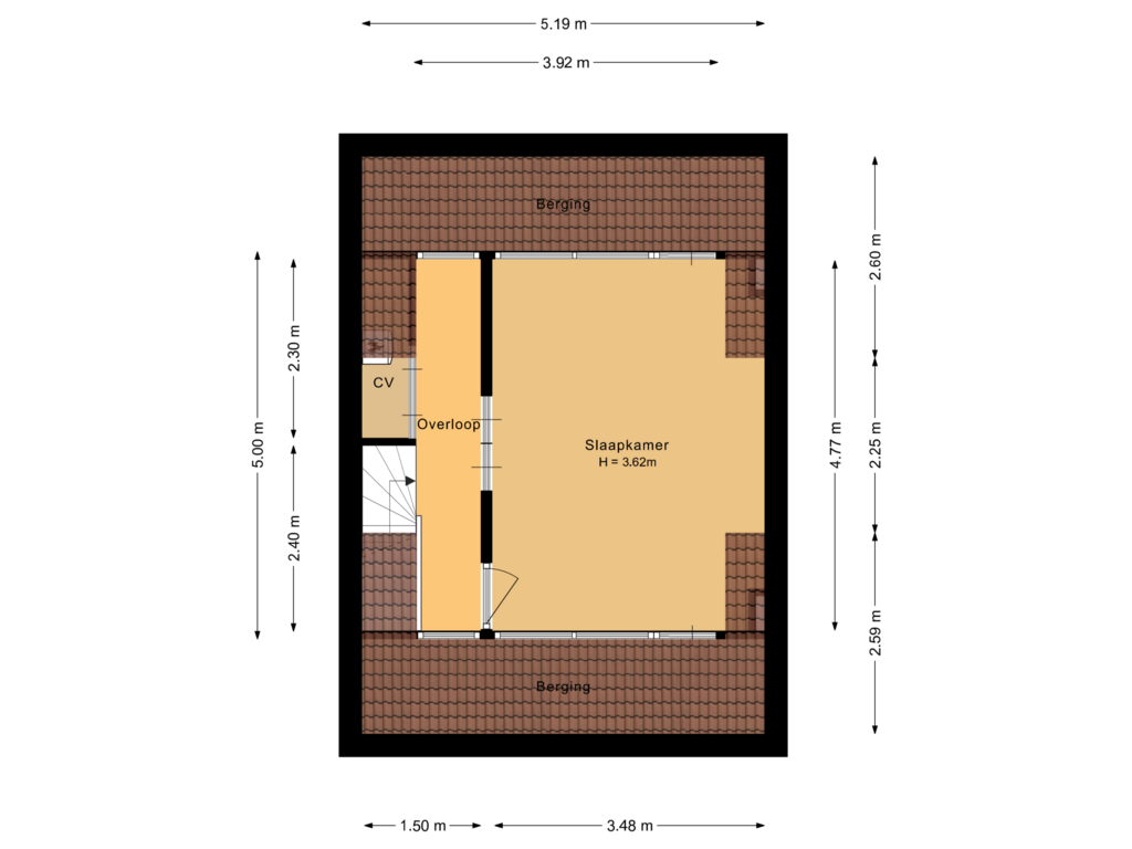 View floorplan of Tweede verdieping of Veeringstraat 53