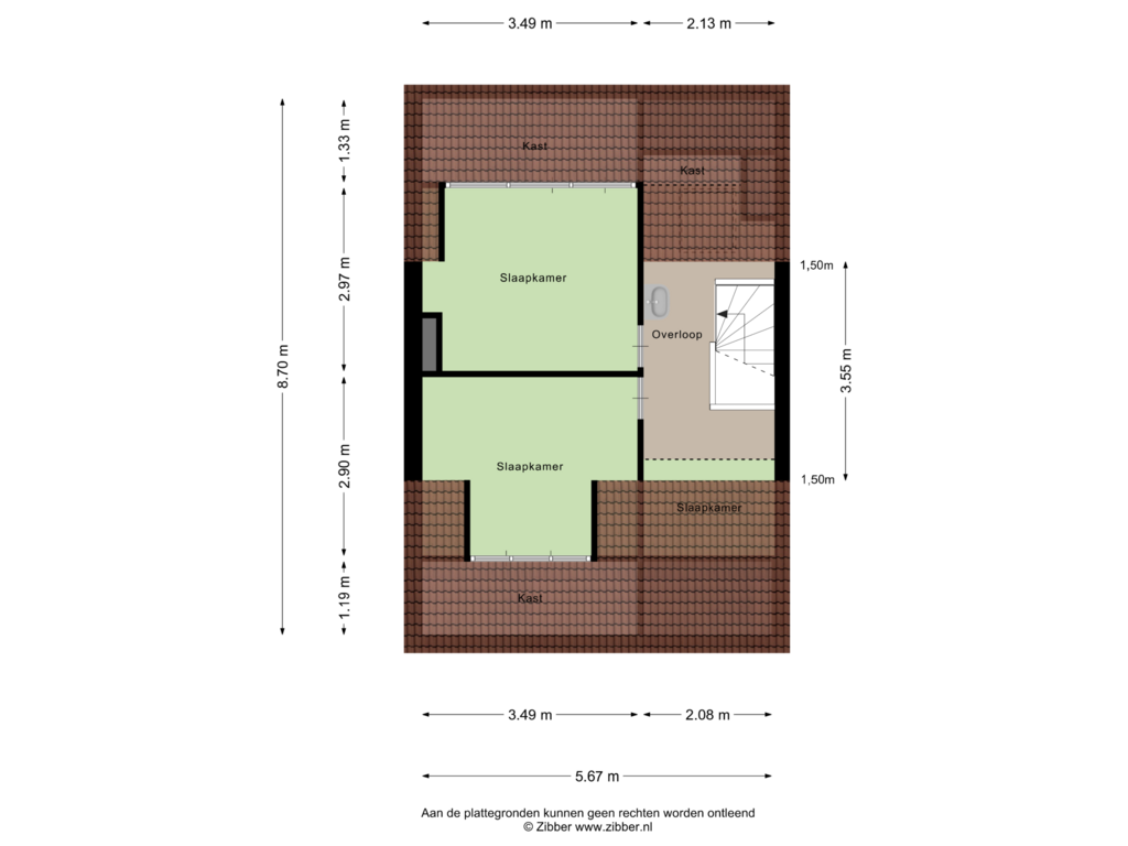 View floorplan of Tweede Verdieping of Wijngaardenlaan 23