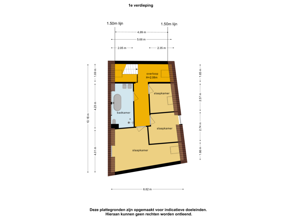 Bekijk plattegrond van 1e verdieping van Morinnesteeg 23