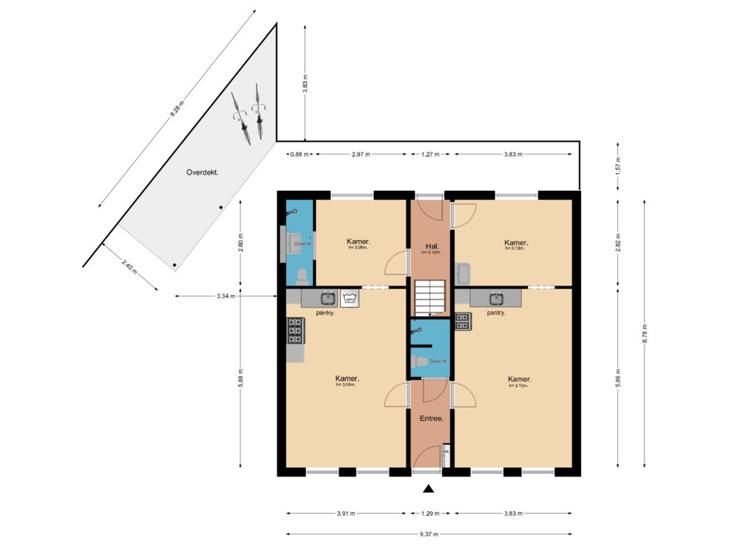 Bekijk plattegrond van Beganegrond van Oude Barneveldseweg 2