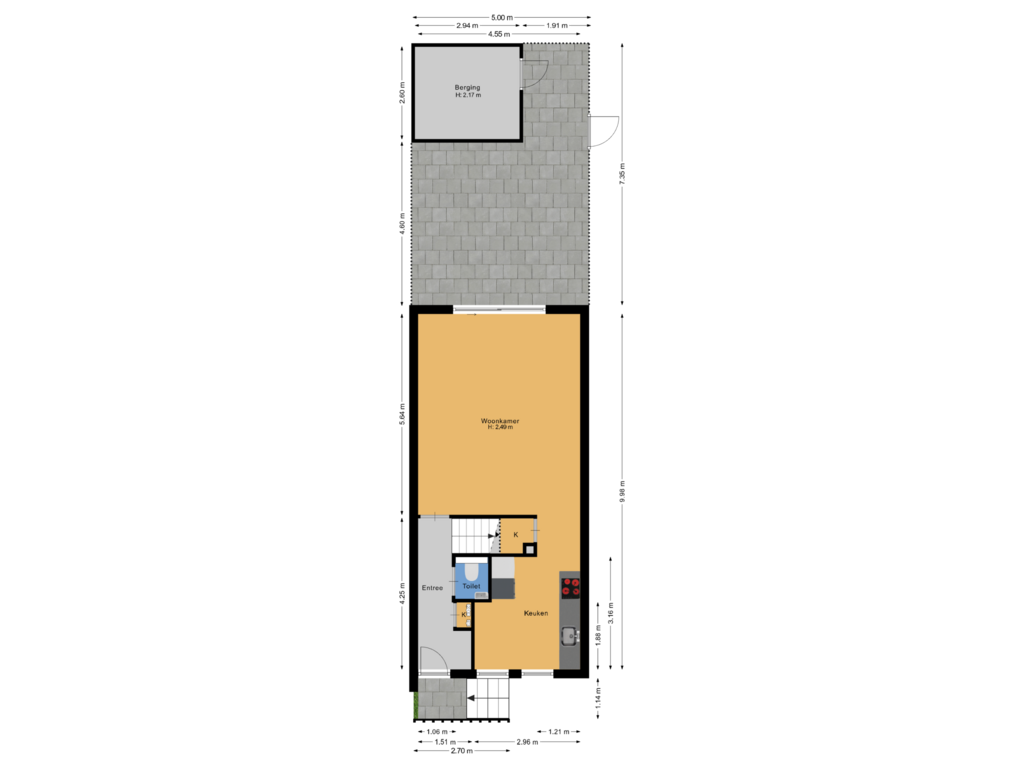 Bekijk plattegrond van Begane grond met perceel van Hof van Zilverlicht 61