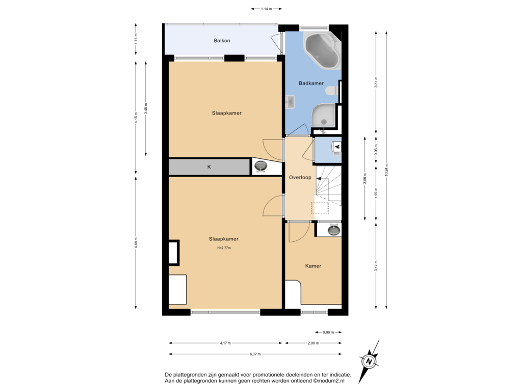 View floorplan of 1e Verdieping of Van Elburgstraat 56