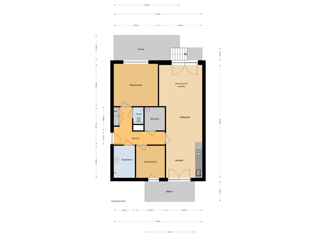 View floorplan of Appartement of Carel Willinkgracht 411