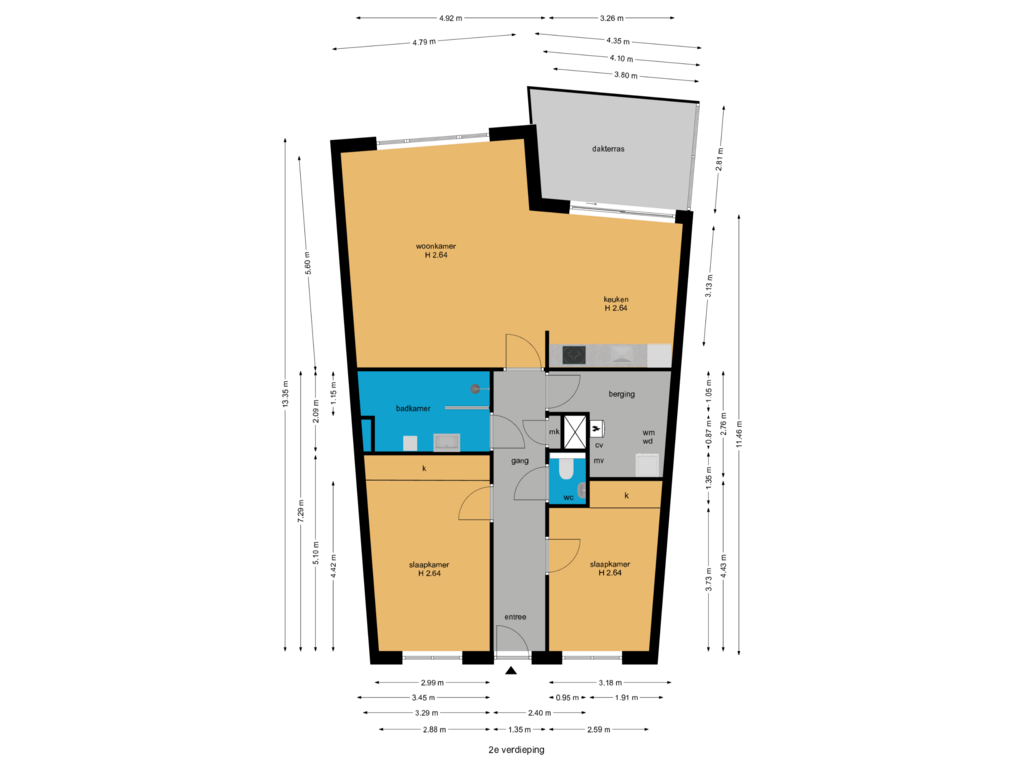 View floorplan of 2e verdieping of Heijdseweg 40