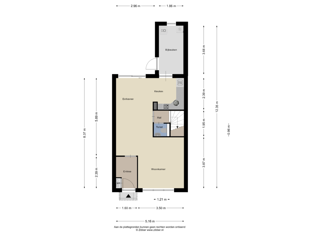 View floorplan of Begane Grond of Hendrik Tollensdreef 100