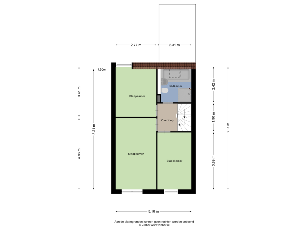 View floorplan of Eerste verdieping of Hendrik Tollensdreef 100