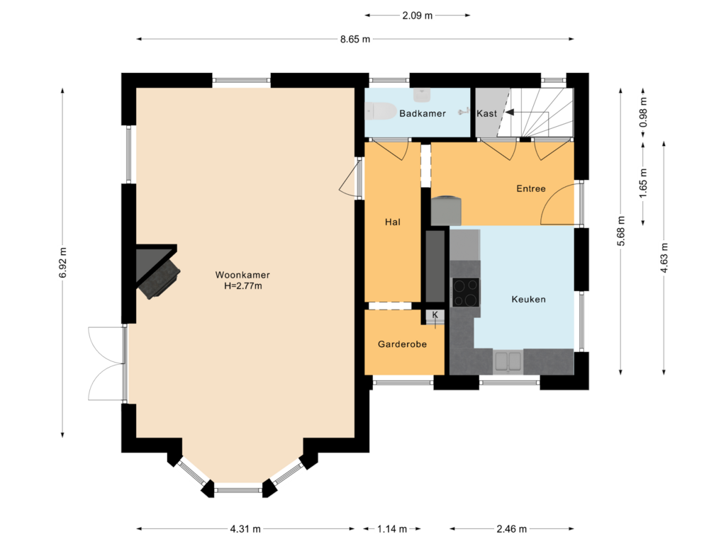 Bekijk plattegrond van Begane Grond van Burgemeester Peecklaan 5