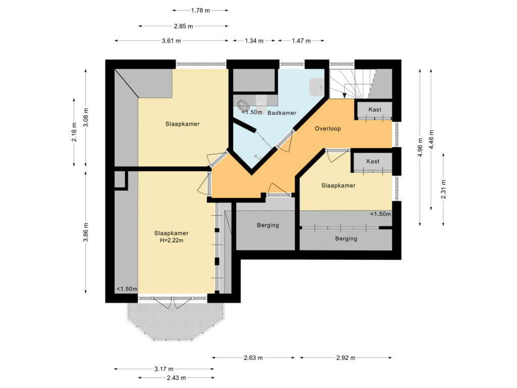 Bekijk plattegrond van 1e Verdieping van Burgemeester Peecklaan 5