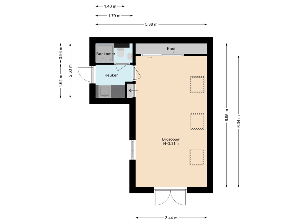 Bekijk plattegrond van Bijgebouw van Burgemeester Peecklaan 5