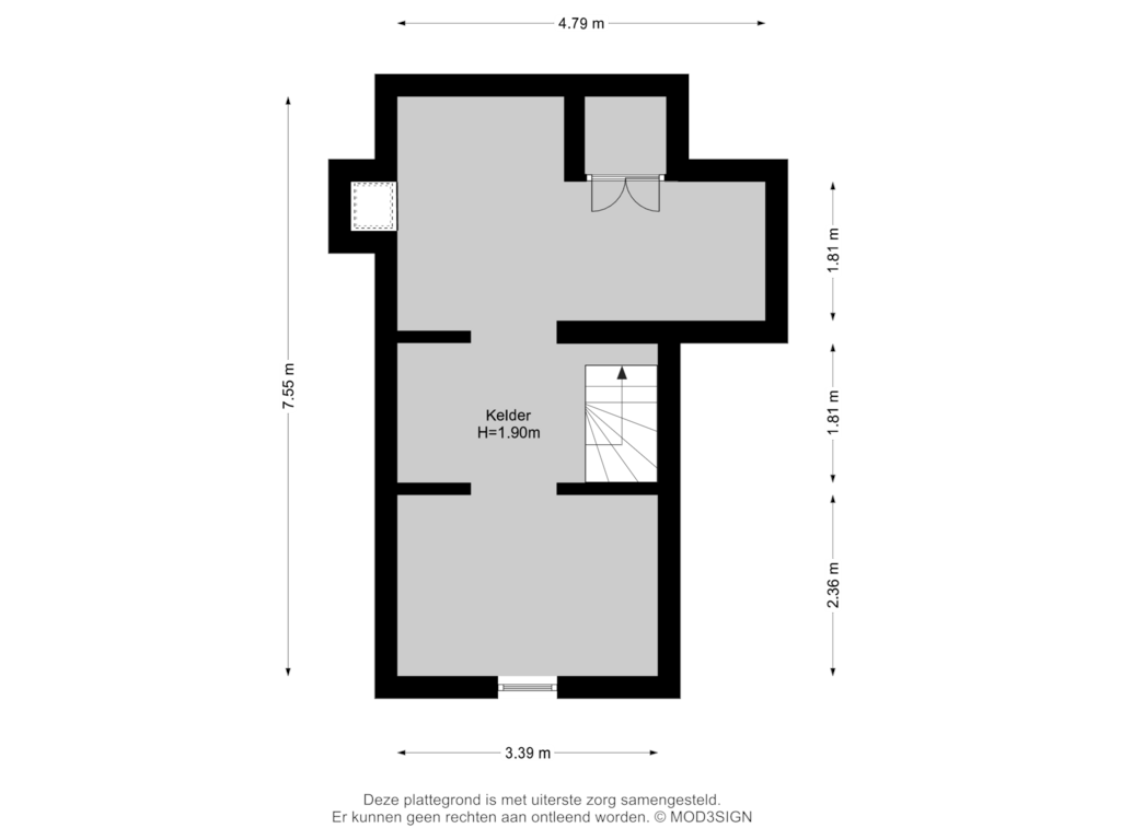 Bekijk plattegrond van Kelder van Burgemeester den Texlaan 23