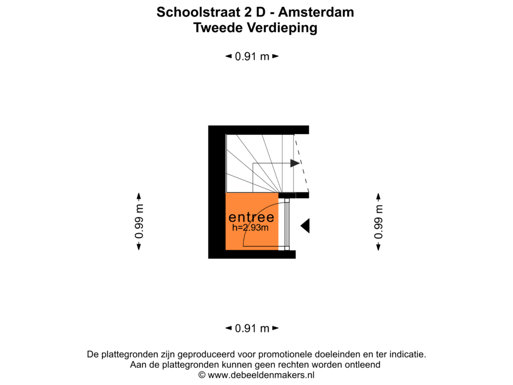 Bekijk plattegrond van TWEEDE VERDIEPING van Schoolstraat 2-D