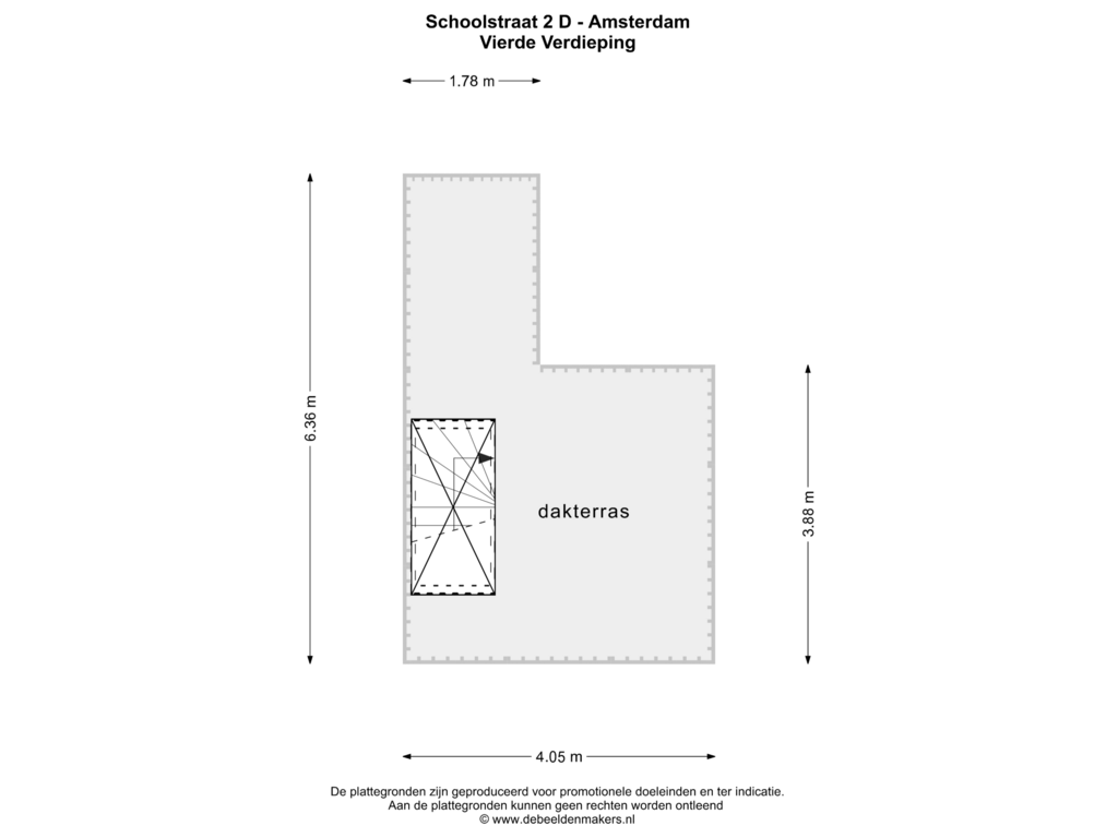 Bekijk plattegrond van VIERDE VERDIEPING van Schoolstraat 2-D