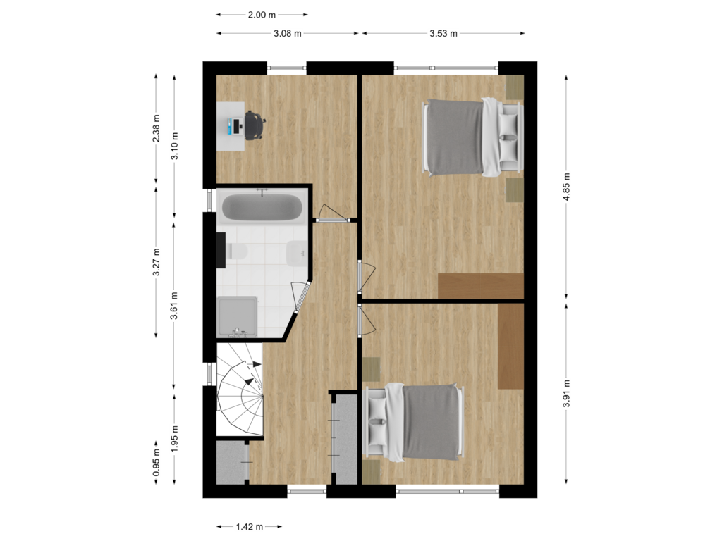 View floorplan of Eerste verdieping of De Ripsstraat 4