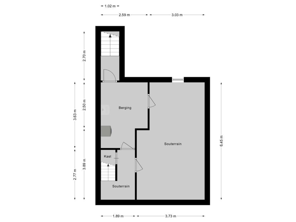 Bekijk plattegrond van Souterrain van Nachtegaallaan 188