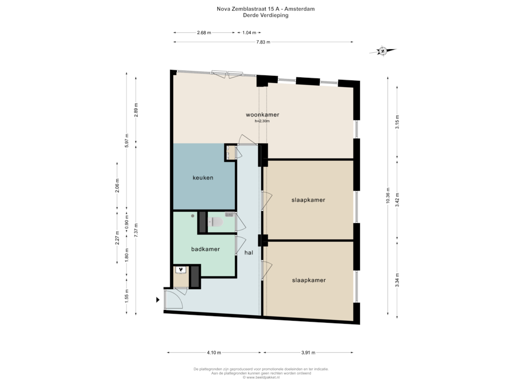 Bekijk plattegrond van DERDE VERDIEPING van Nova Zemblastraat 15-A