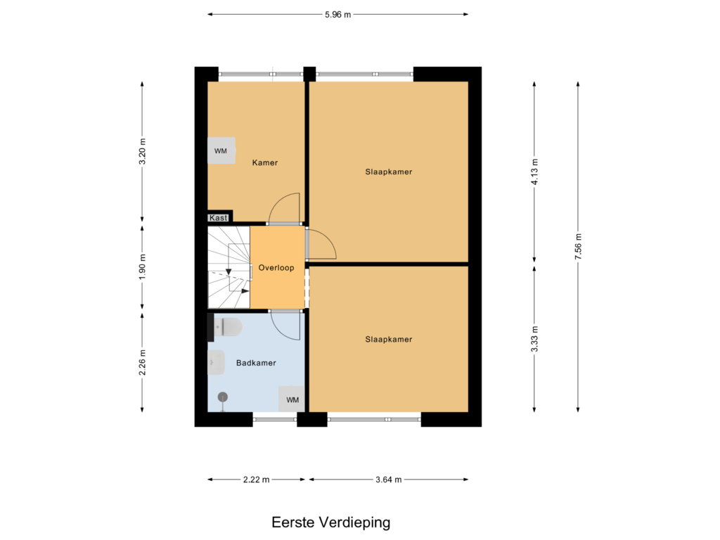 Bekijk plattegrond van Eerste Verdieping van Wijdaustraat 42