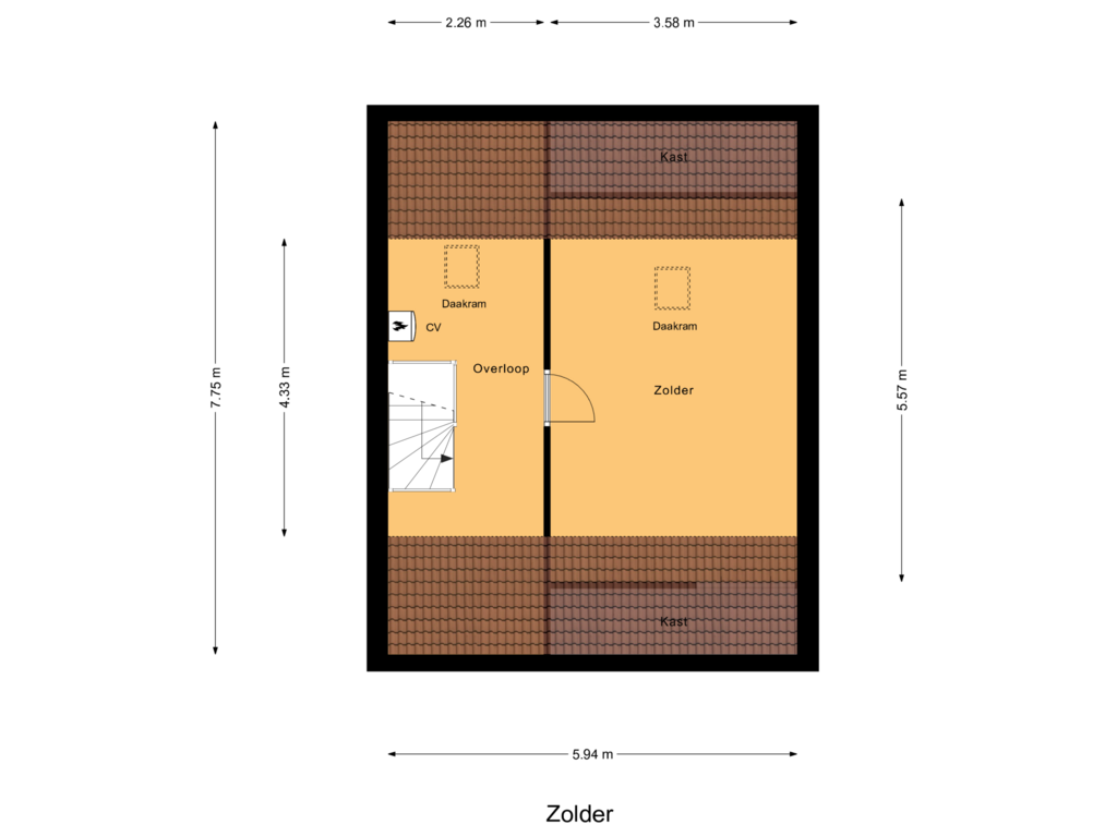 Bekijk plattegrond van Zolder van Wijdaustraat 42