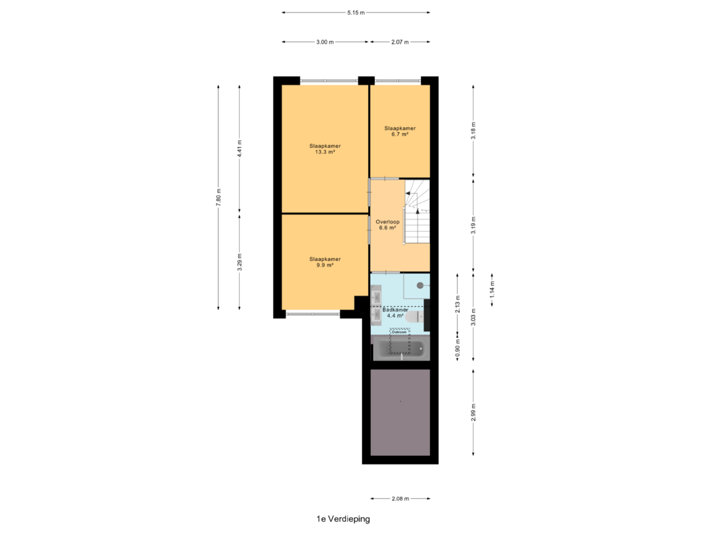 Bekijk plattegrond van 1e Verdieping van Dreef 69