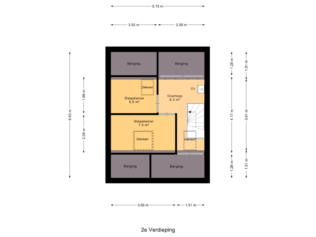 Bekijk plattegrond van 2e Verdieping van Dreef 69