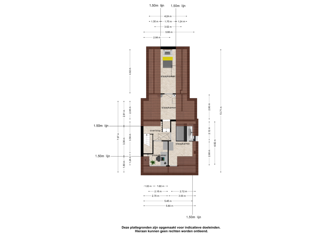 View floorplan of 1e verdieping of Vrouwenlaan-achter 7