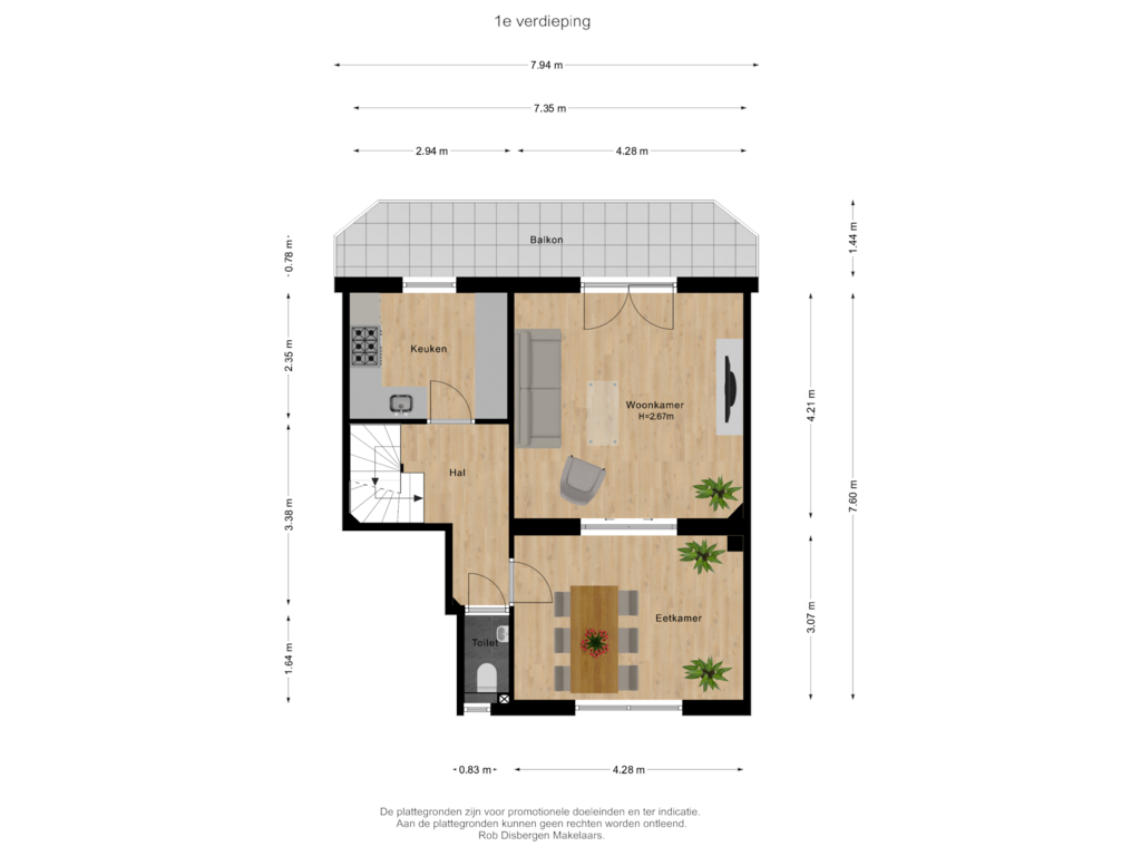 Bekijk plattegrond van 1e verdieping van Driehuizerweg 332