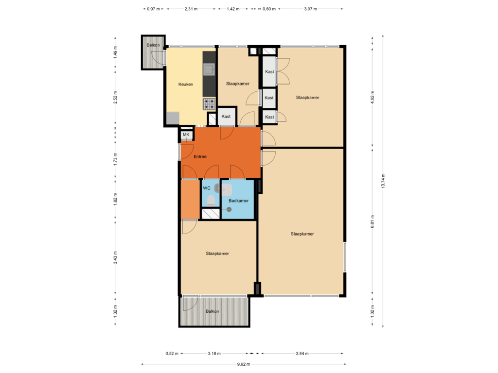 Bekijk plattegrond van Woonverdieping van Molenvliet 196