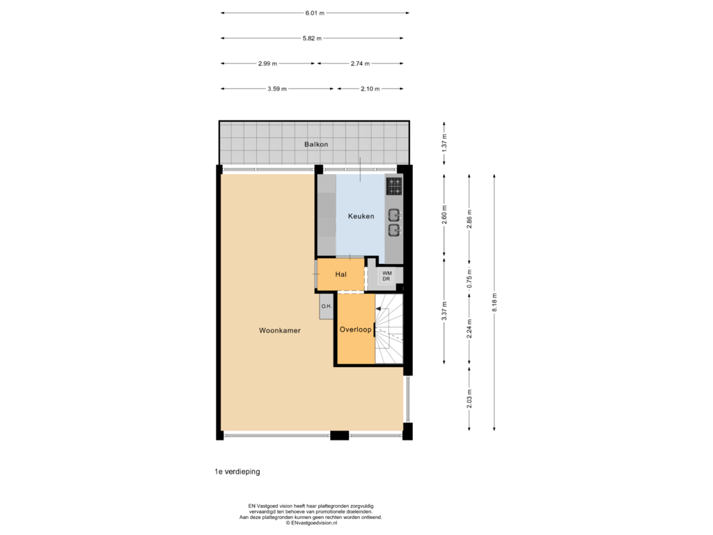 View floorplan of 1e verdieping of Panneroodstraat 330