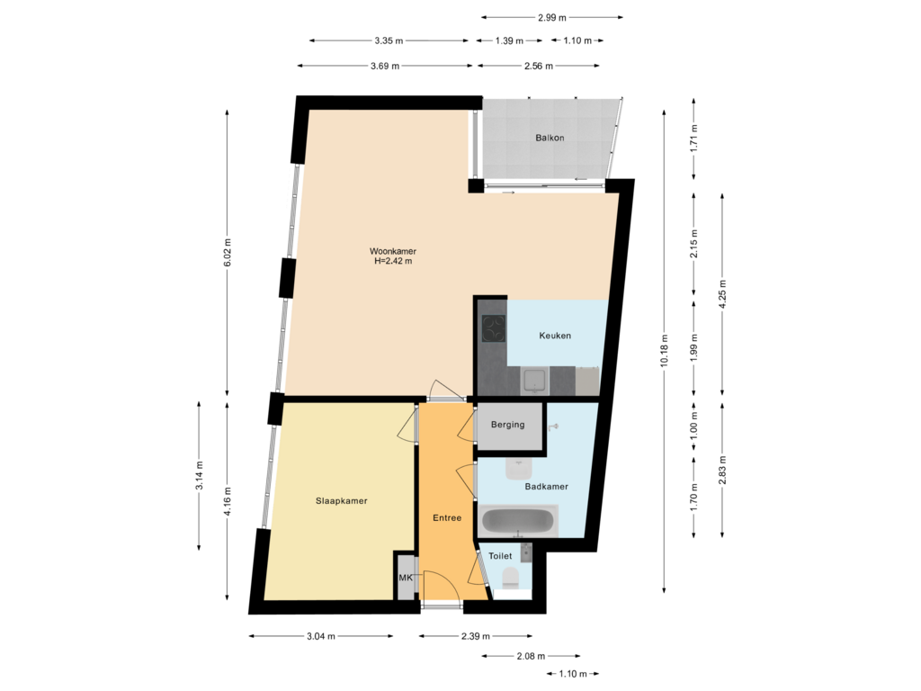 View floorplan of Appartement of Jan Pettersonstraat 94