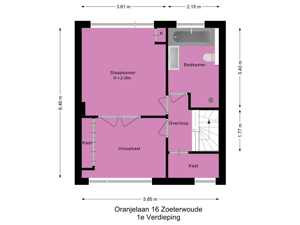 View floorplan of 1e Verdieping of Oranjelaan 16