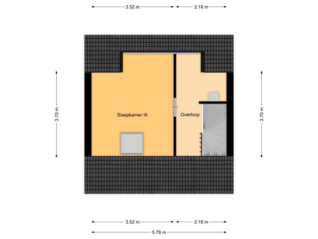 View floorplan of Tweede verdieping of van Vollenhovenstraat 20