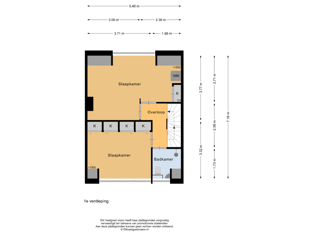 View floorplan of 1e verdieping of Goossen de Witstraat 9