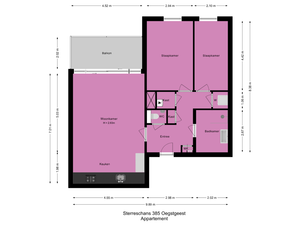 Bekijk plattegrond van Appartement van Sterreschans 385