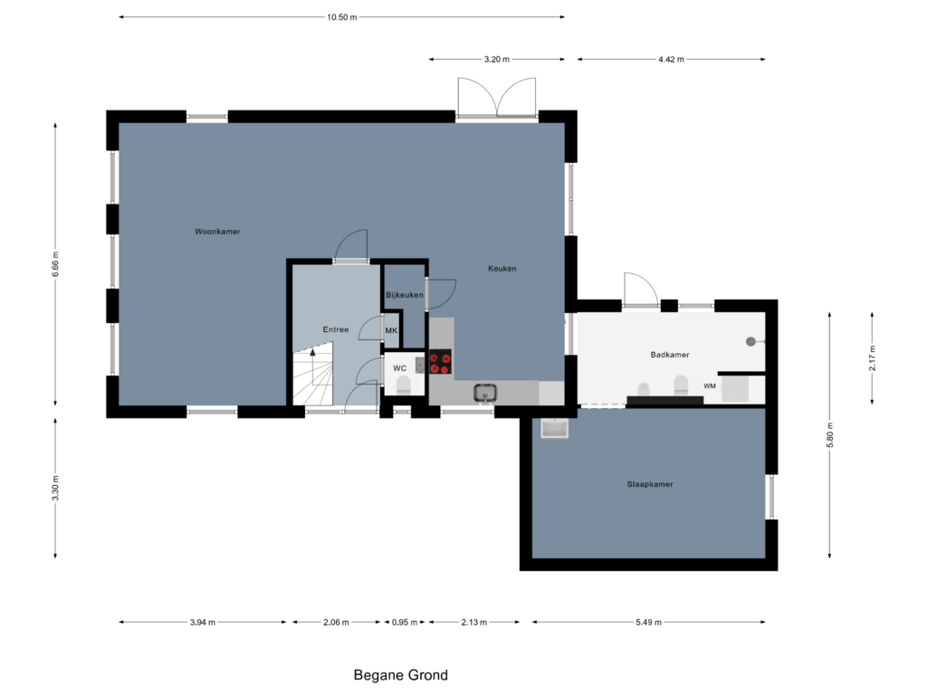 View floorplan of Begane Grond of Biesterweg 114