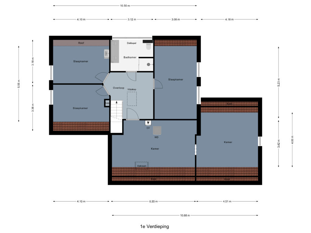 View floorplan of 1e Verdieping of Biesterweg 114