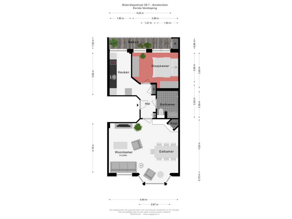 Bekijk plattegrond van Eerste Verdieping van Boterdiepstraat 39-1