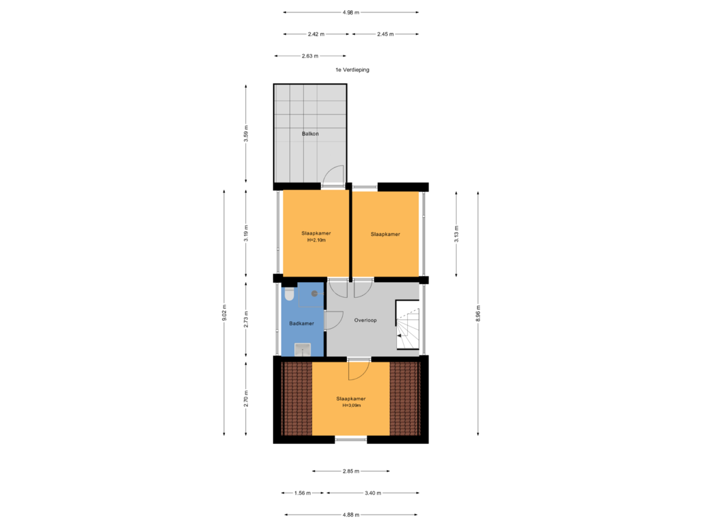 Bekijk plattegrond van 1e Verdieping van Vogelaarstraat 26