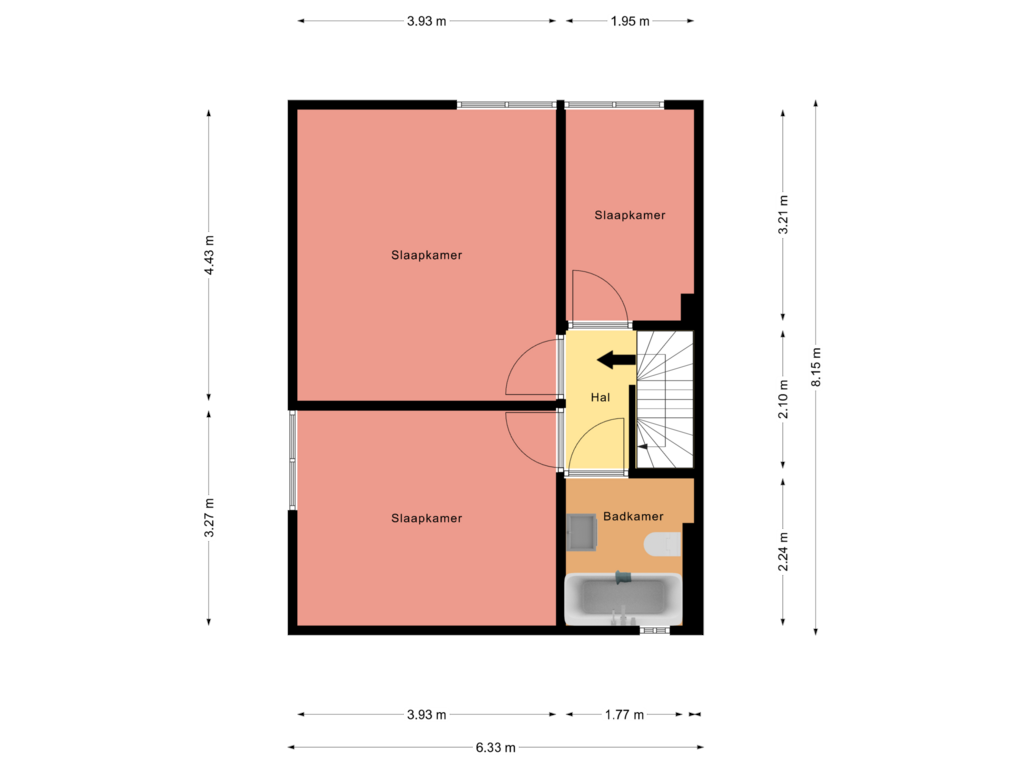 View floorplan of Eerste verdieping of Molenbeek 46