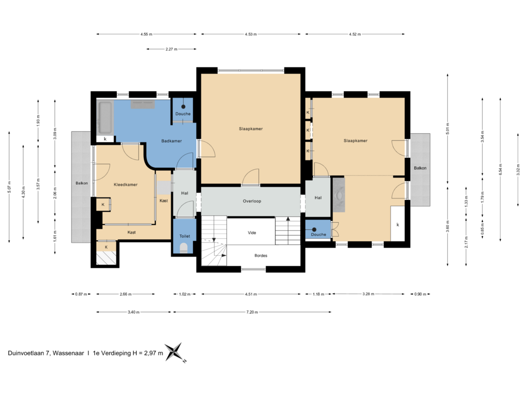 View floorplan of 1e Verdieping of Duinvoetlaan 7