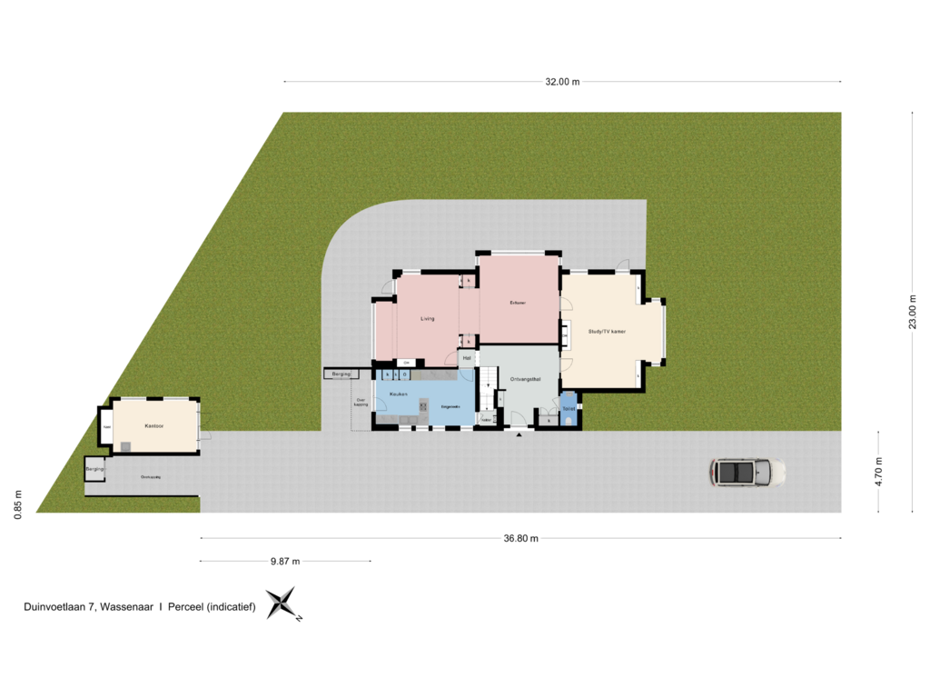 View floorplan of Perceel (indicatief) of Duinvoetlaan 7