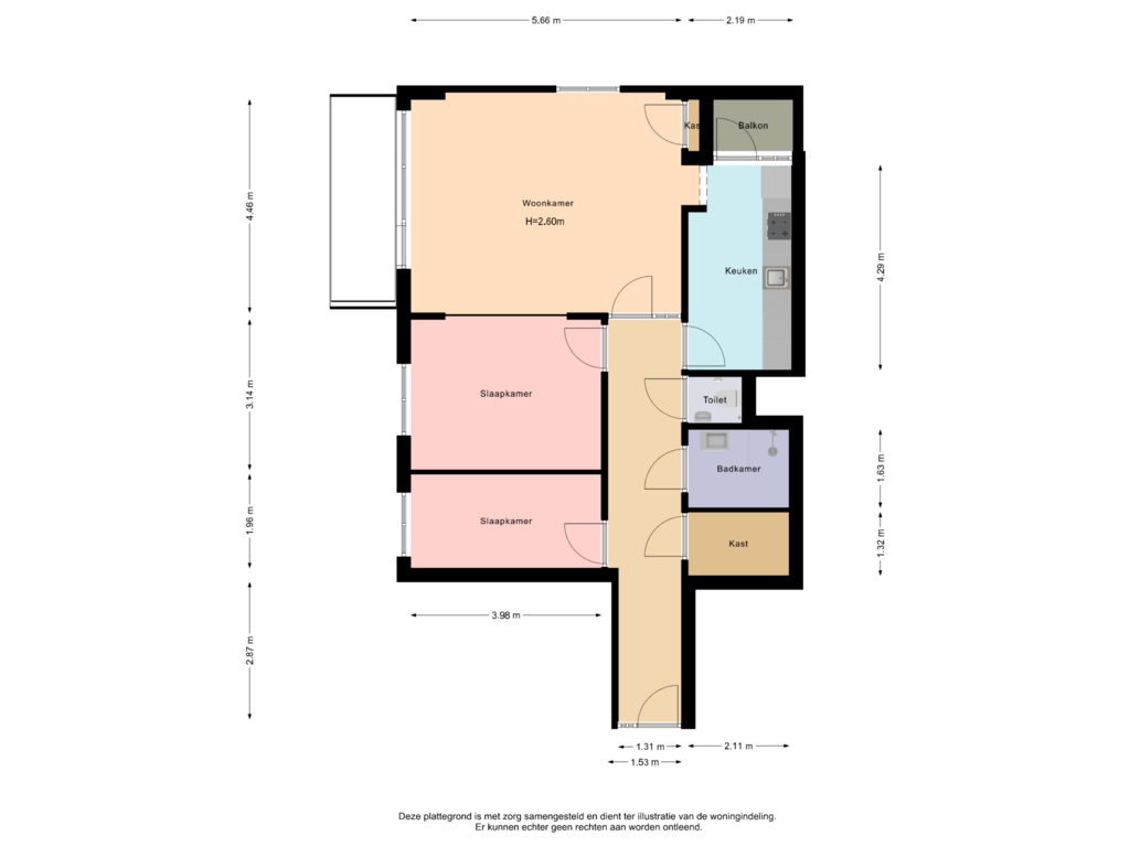 Bekijk plattegrond van 2e verdieping van Hongarenburg 86