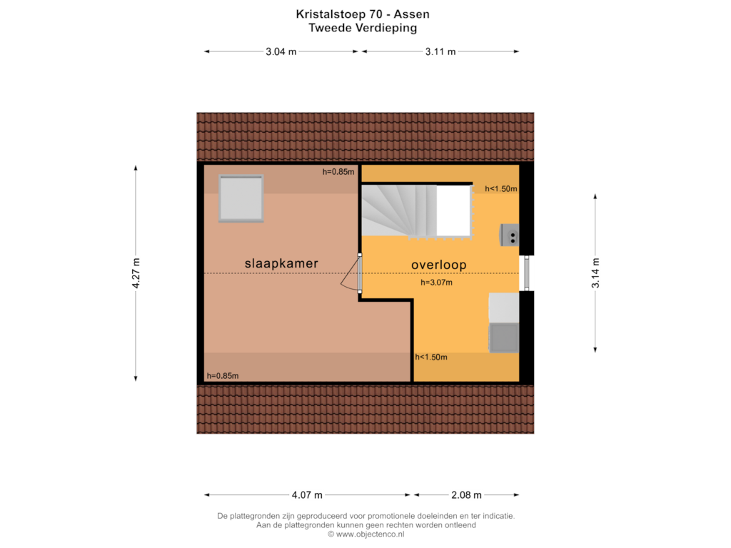 Bekijk plattegrond van Tweede Verdieping van Kristalstoep 70