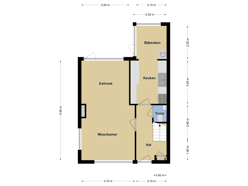 Bekijk plattegrond van Begane grond van Midden-Eng 55